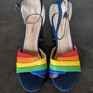 Modcloth Rainbow Denim Platform Shoes